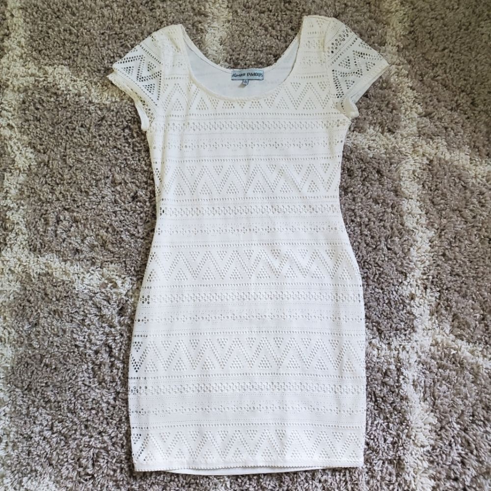 Almost Famous White Crochet Dress
